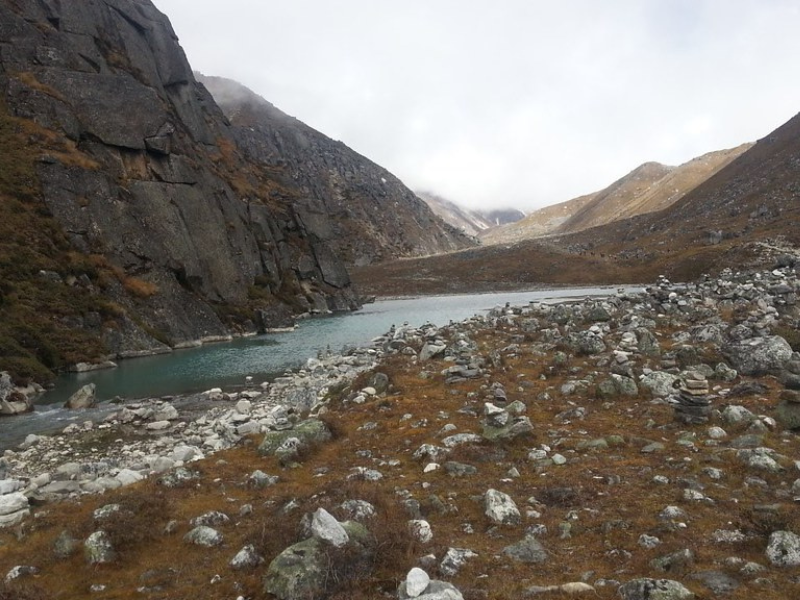 Gokyo Lake with snowy Himalayan peaks