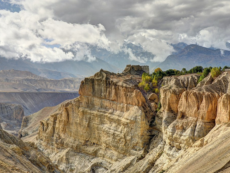 Scenic view of Tsarang village in Upper Mustang, Nepal