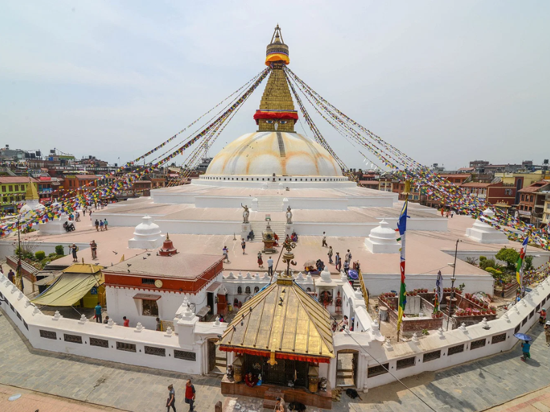 view of Boudhanath Stupa in Kathmandu