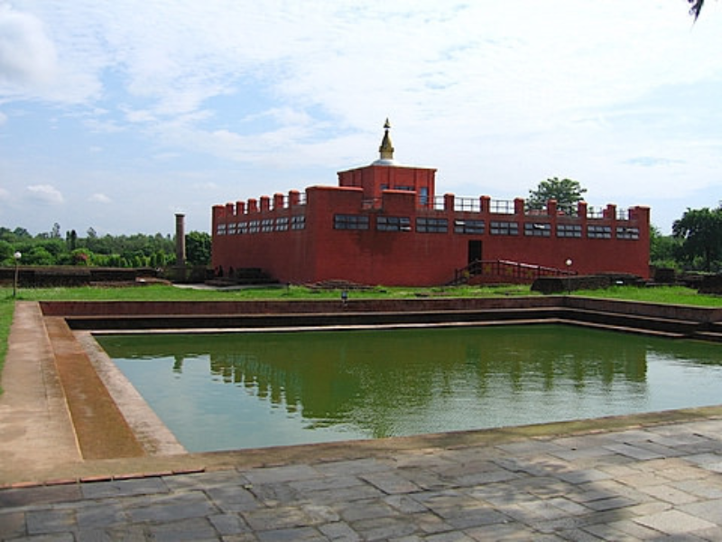Sacred garden and Maya Devi Temple in Lumbini, Nepal